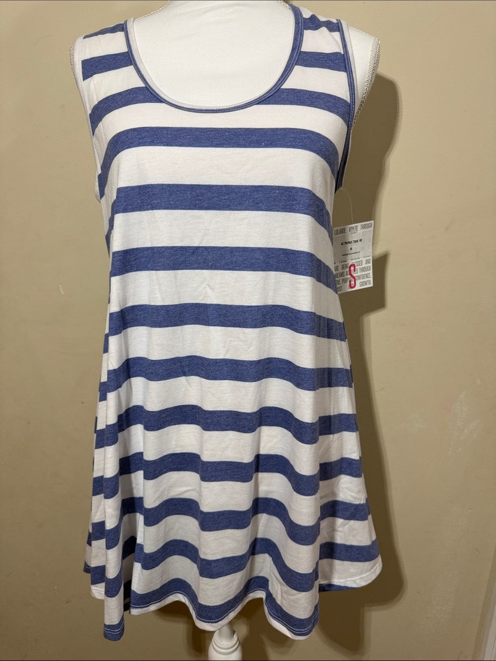 LuLaRoe White & Blue Striped Swing Tank size small super soft